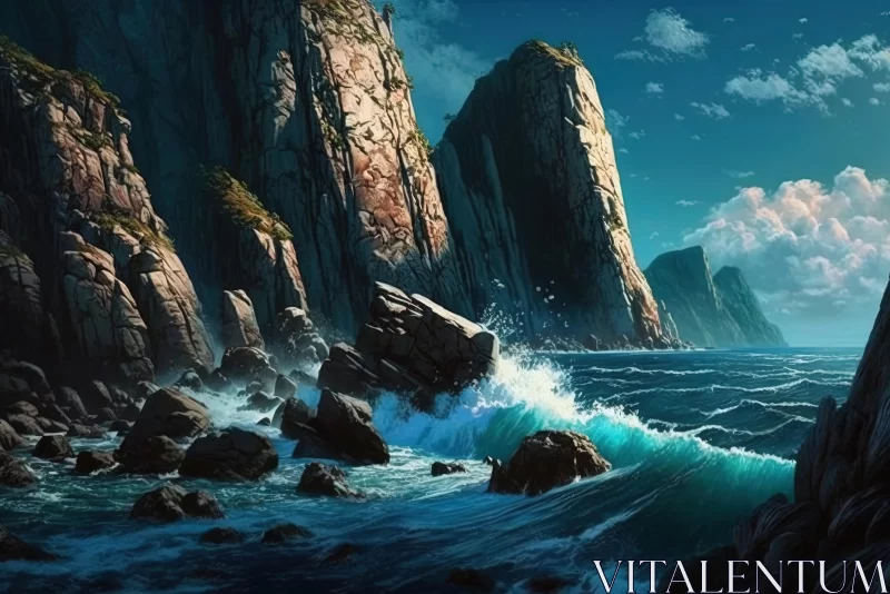 Breathtaking Underwater Landscape Painting in Neo-Geo Style AI Image