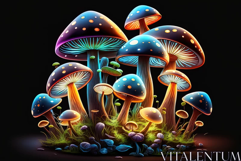 Captivating Mushroom Graphic | Vibrant Colors | Detailed Painting AI Image