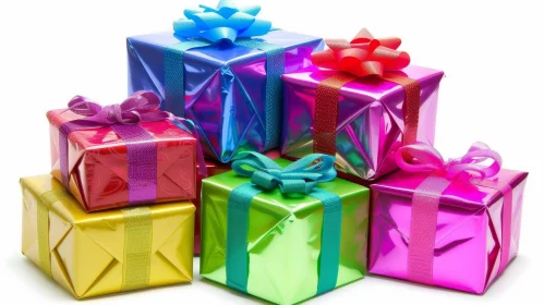Colorful Festive Gift Stack - Celebratory Present Display