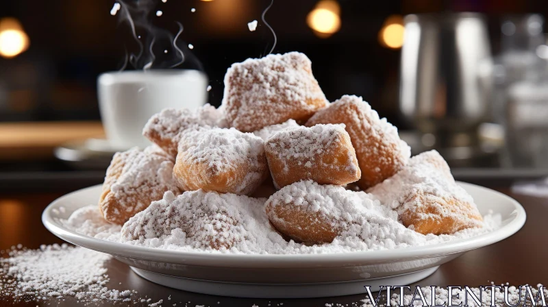 Delicious Beignets on Plate AI Image