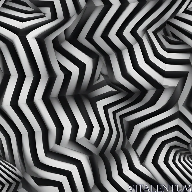 Monochrome Striped 3D Pattern for Wallpaper and Textile Print AI Image