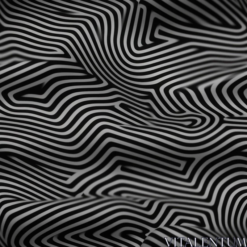 AI ART Monochrome Wavy Stripes Seamless Pattern