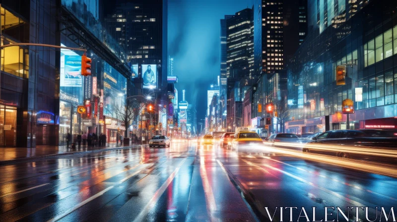 Nighttime Urban Scene in New York City AI Image
