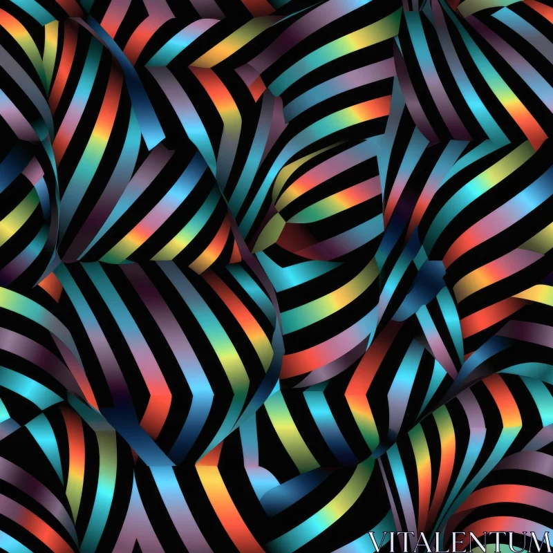 Rainbow Wavy Stripes Pattern - Retro Background AI Image