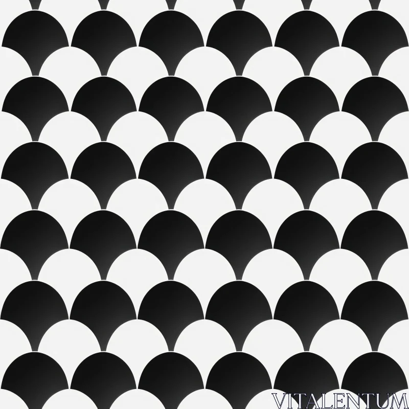 AI ART Retro Black and White Scallop Pattern