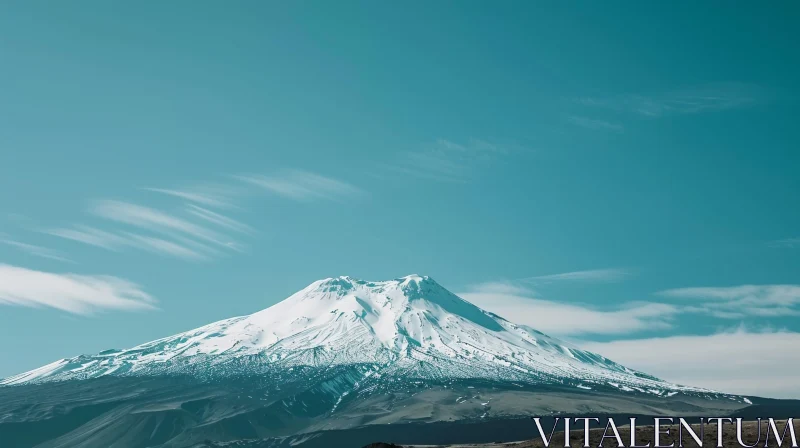 AI ART Snow-Capped Mountain Under Blue Sky
