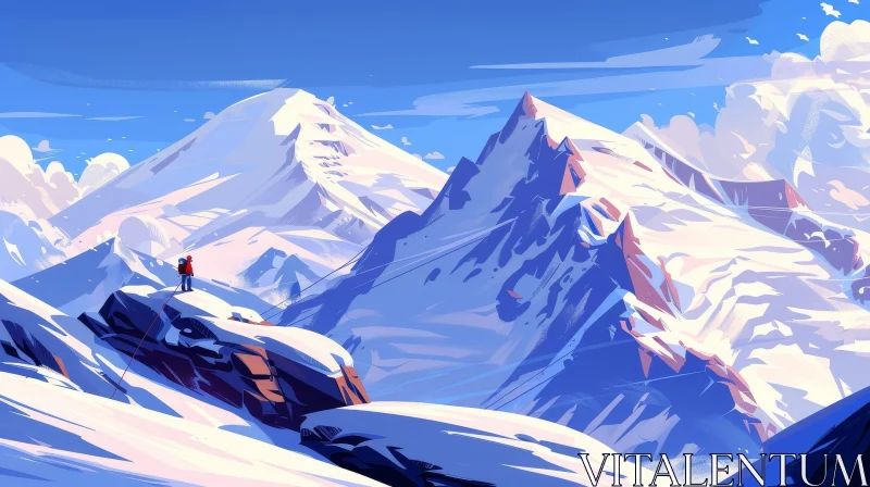 Snow-Capped Mountains Landscape AI Image