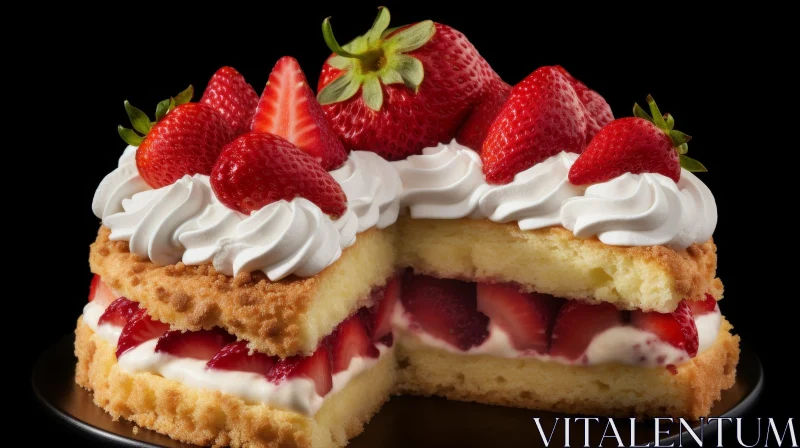Sumptuous Strawberry Cake with Cream Filling AI Image