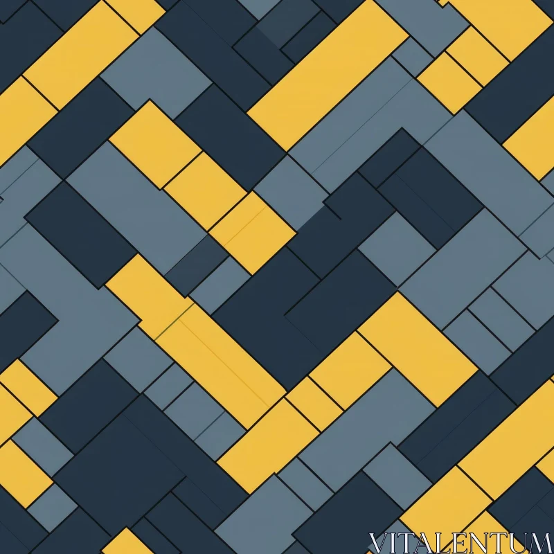 Blue and Yellow Geometric Pattern - Seamless Design AI Image