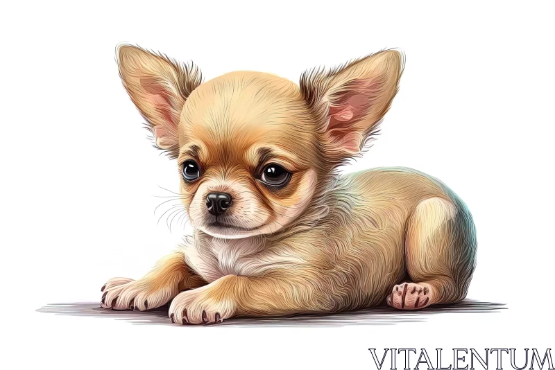 Captivating Chihuahua Puppy Illustration | Traditional Art AI Image