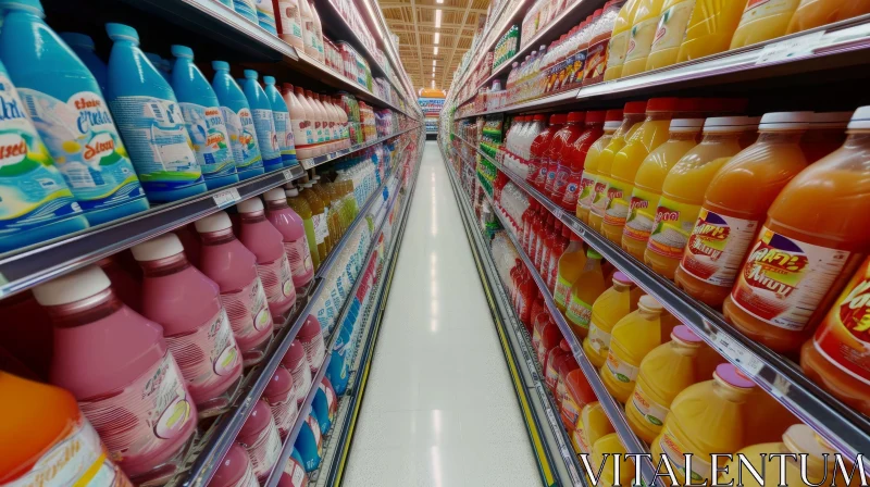 Captivating Supermarket Aisle Perspective | Neatly Stocked Shelves AI Image