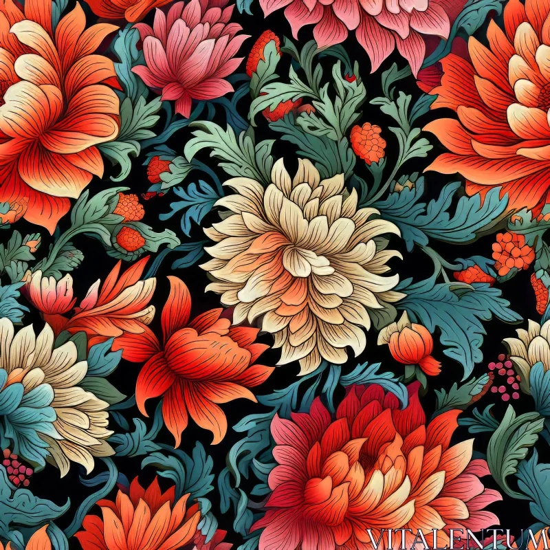 Dark Floral Pattern - Home Decor Design AI Image