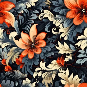 Elegant Floral Pattern on Dark Blue Background