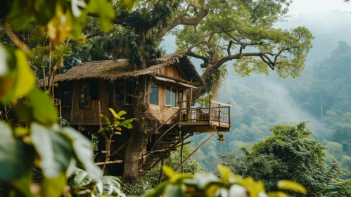 Enchanting Treehouse in a Lush Green Forest