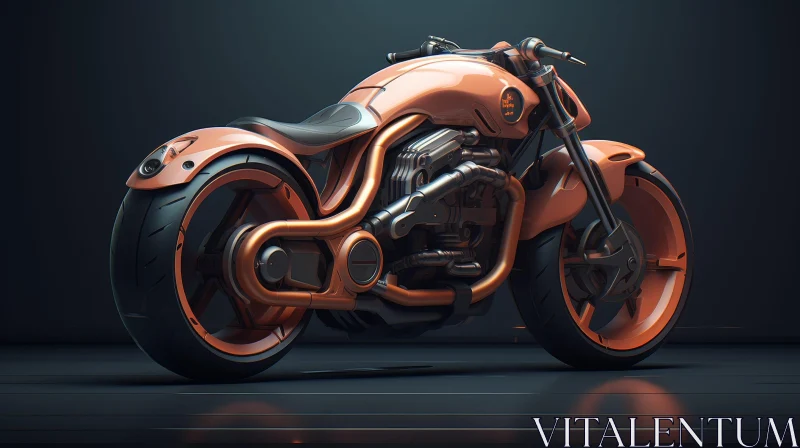 AI ART Futuristic Orange Motorcycle Design