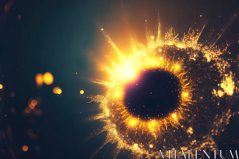 Golden Lights in a Fragmented Black Hole - Futuristic Abstract Art AI Image