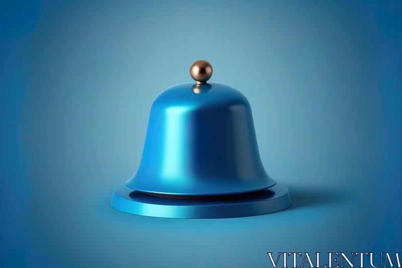 Intricately Sculpted Bell on Blue Background - Abstract Art AI Image