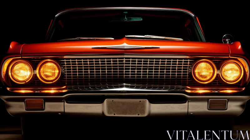 Red Classic 1960s Car Close-Up - Automotive Photography AI Image