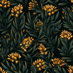 Yellow Flowers & Green Leaves Seamless Pattern