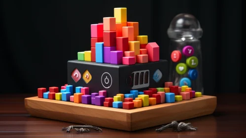 Black Electronic Puzzle on Wooden Table