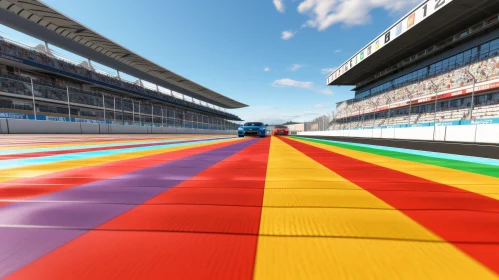 Colorful Sports Cars Racing on Vibrant Track