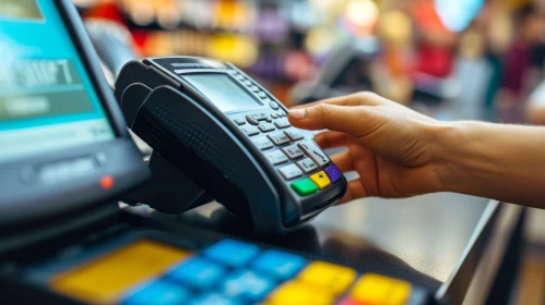 Effortless Transactions: Hand, Payment Terminal, Credit Card - Capturing Modern Commerce