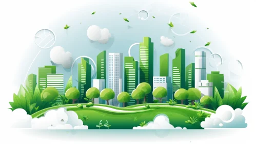 Green Cityscape - Urban Nature Illustration