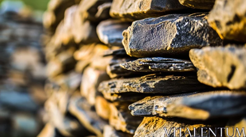 Natural Beauty: A Stunning Dry Stone Wall AI Image