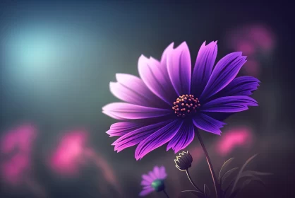 Shining Purple Flower Illustration in Highly Detailed Style