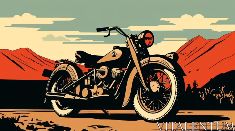 Vintage Motorcycle Retro Illustration Design AI Image