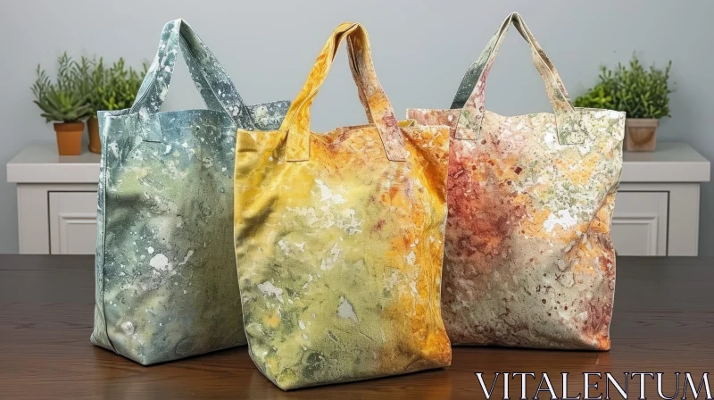 Abstract Canvas Tote Bags | Unique Patterns | Wooden Table