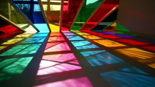 Abstract Interior Photography: Vibrant Glass Blocks and Colorful Patterns