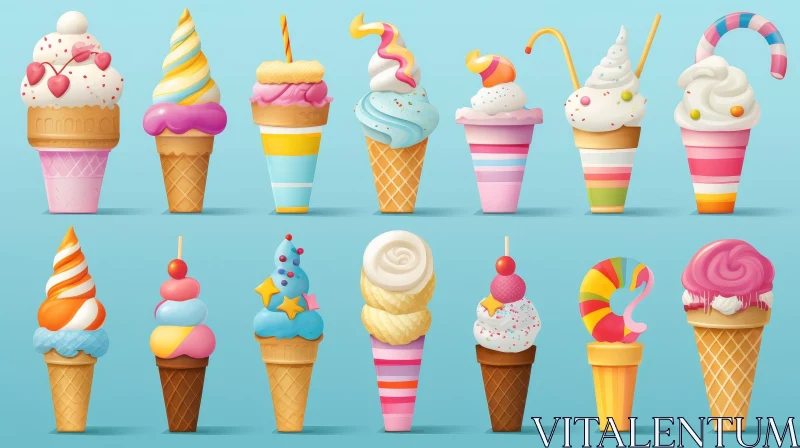 Colorful Ice Cream Illustrations for Children's Books AI Image