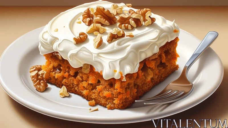 Delicious Carrot Cake with Cream Cheese Frosting and Walnuts AI Image
