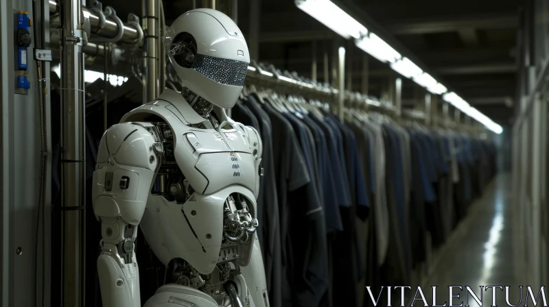Futuristic Robot in a Clothing Store AI Image