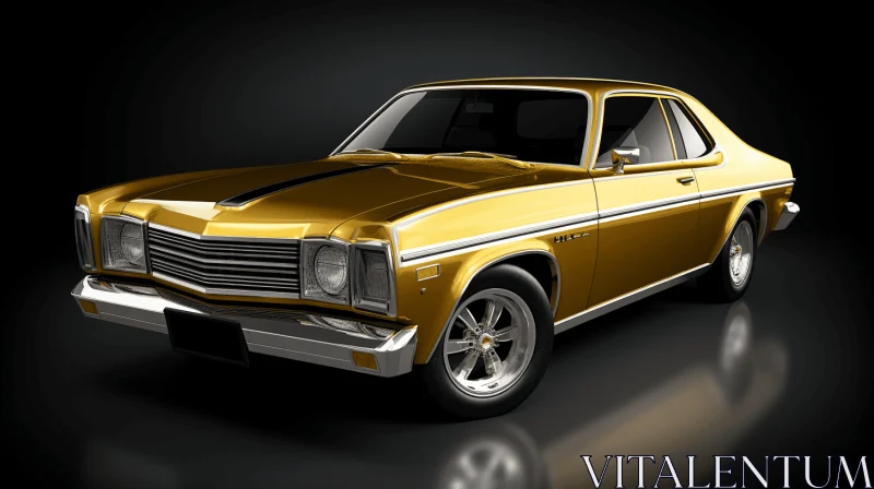 Golden Classic Car: A Timeless Beauty | Realistic Renderings AI Image