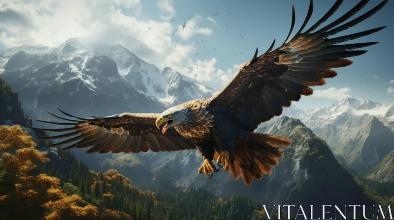 AI ART Majestic Eagle Soaring in Mountain Landscape