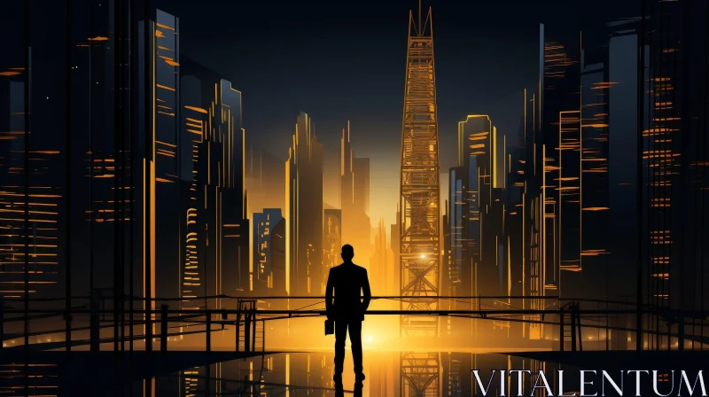 AI ART Mysterious Urban Night Cityscape with Cyberpunk Vibes
