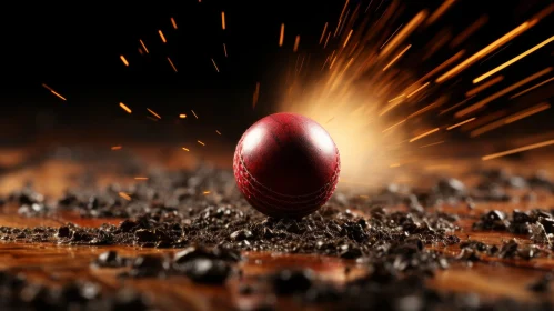 Red Cricket Ball on Dusty Ground