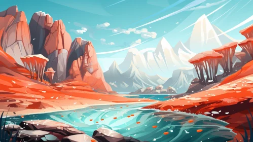 Serene River Landscape Painting