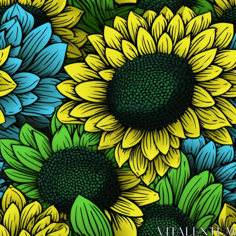 AI ART Sunflower Pattern - Floral Design Element