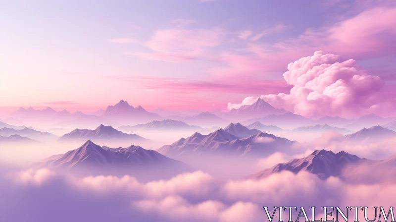 Tranquil Mountain Range Sunset Image