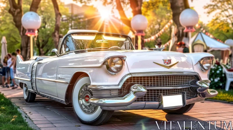 Vintage Cadillac Convertible in Sunny Park AI Image