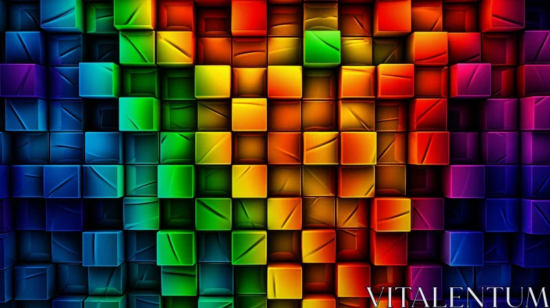AI ART Colorful 3D Cubes Wall Art