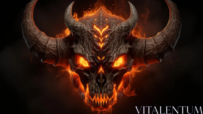 Demon Skull Fantasy Illustration in Flames AI Image