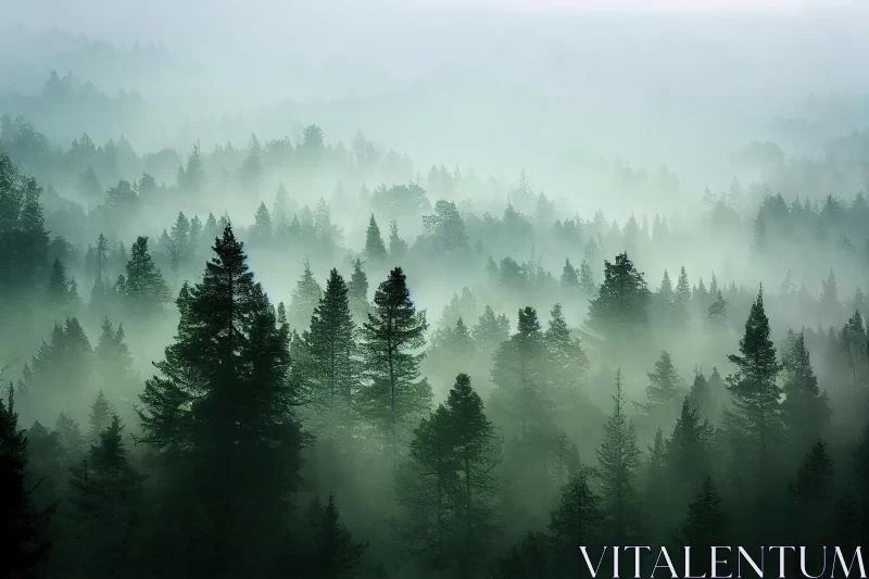 Enchanting Foggy Forest: A Captivating Nature's Wonder AI Image