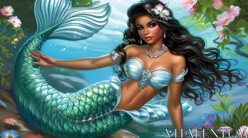 Enchanting Mermaid Digital Painting AI Image