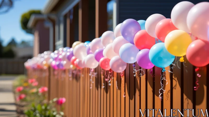 AI ART Enchanting Wooden Fence with Colorful Balloons