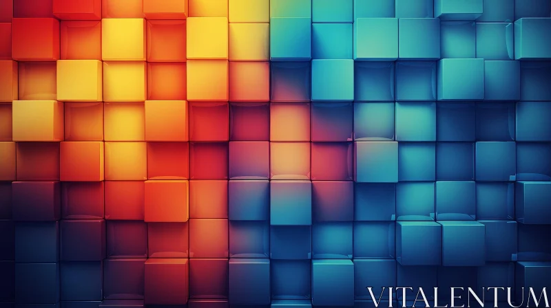 Glossy Cubes Gradient Wall 3D Rendering AI Image