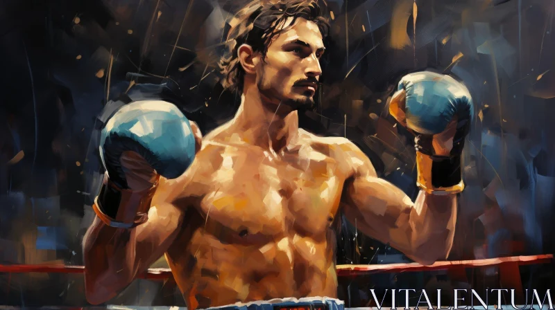 AI ART Intense Boxing Match: Powerful Boxer in the Ring